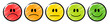 5 farbige Ampel-Smileys mit einer Emotions-Skala von traurig bis lächelnd / Schraffierte Vektor-Zeichnung