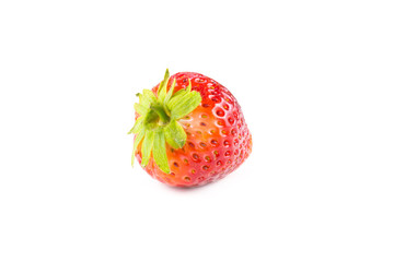 Red strawberry isolated on white background.