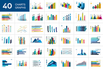 big set of charst, graphs. blue color. infographics business elements.