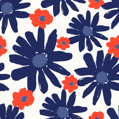 Poster - Hand Drawn Flowers Seamless Pattern