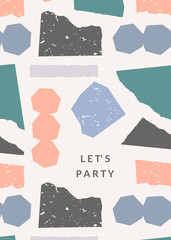 Poster - paper collage greeting card template