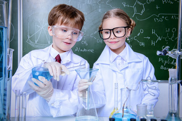 two children scientists