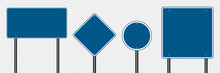 Symbol Set Sign Road Blue On Transparent Background