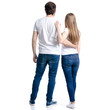 © Kabardins photo - Woman and man relationships looking on a white background. Isolation, back view