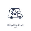 © Meth Mehr - recycling truck icon from transport outline collection. Thin line recycling truck icon isolated on white background.