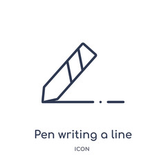 Sticker - pen writing a icon from user interface outline collection. Thin line pen writing a icon isolated on white background.