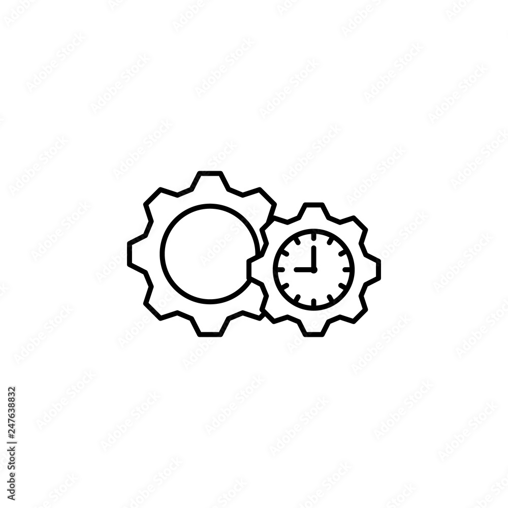 gears, clock, time icon. Signs and symbols can be used for web, logo ...