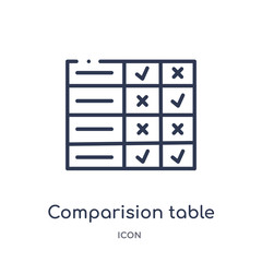 comparision table icon from user interface outline collection. thin line comparision table icon isol