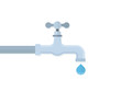 Water tap with drop flat vector