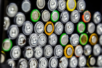 Salt and alkaline batteries, source of energy for portable technology. AAA and AA batteries