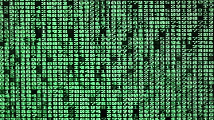 Wall Mural - many green numeric codes scroll on a computer screen with black background