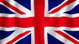 Fototapeta  - United Kingdom of Great Britain, Union Jack flag waving in the wind. Closeup of realistic British flag with highly detailed fabric texture