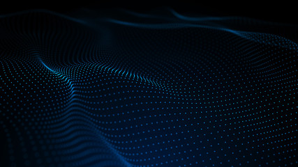 Wall Mural - image of the loose wave consisting of points. abstract futuristic background. blue design for backgr