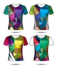  t-shirt templates abstract geometric collection of different colors polygonal mosaic