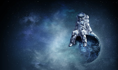 Wall Mural - spaceman in cosmos. mixed media