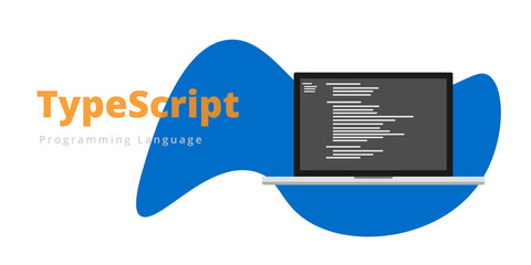 Wall Mural - learn to code typescript programming language with script code on laptop screen, programming languag