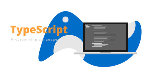 Wall Mural - learn to code typescript programming language with script code on laptop screen, programming languag