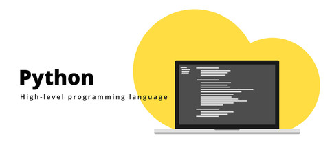 Wall Mural - learn to code phyton programming language with script code on laptop screen, programming language co