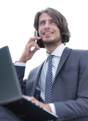 Wall Mural - closeup.serious businesswoman talking on the smartphone