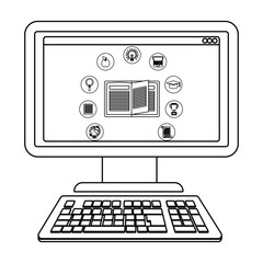 Sticker - online education computer cartoon