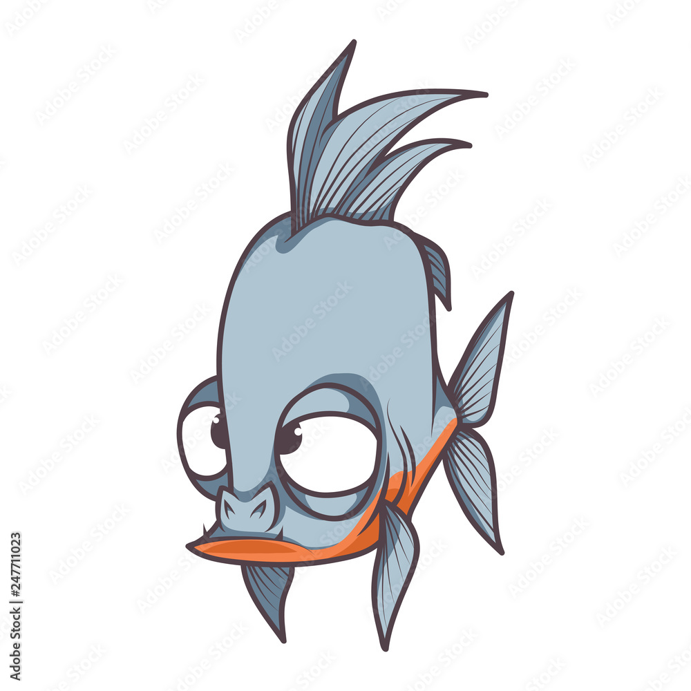 funny face piranha fish cartoon Stock Vector | Adobe Stock, image size:1000x1000