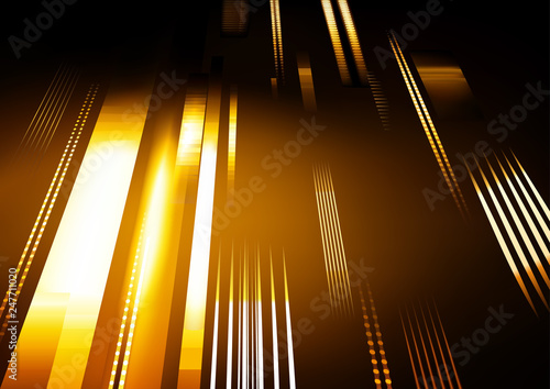 Abstract Tech Background with Glowing Stripes on Dark Background - Lighting S...