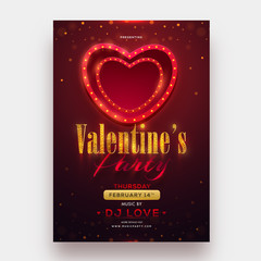 Wall Mural - marquee lighting heart shape with glitter text of valentine's day for template for flyer design.