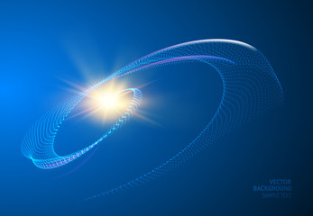 Abstract science design with dots and lines. Galaxy spyral background. Vector illustration.