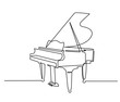 Piano continuous one line vector drawing