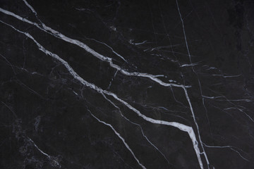 Natural stone Italian marble with white stripes on a dark background, called Nero Marquina