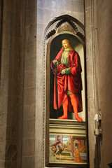 Wall Mural - Painting San Giuliano by Francesco Botticini and Jacopo del Sellaio in Orsanmichele Church. Florence, Italy.