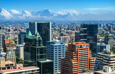 Wall Mural - Aerial view of the financial district at Santiago de Chile