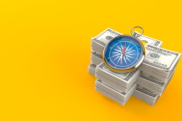 Sticker - Compass on stack of money