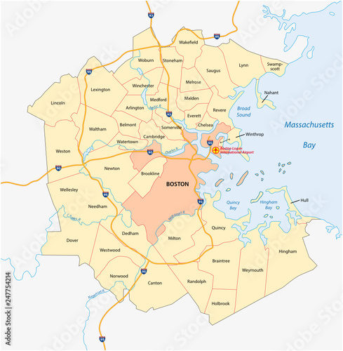 map of greater boston towns Vector Map Of The Greater Boston Metropolitan Region map of greater boston towns