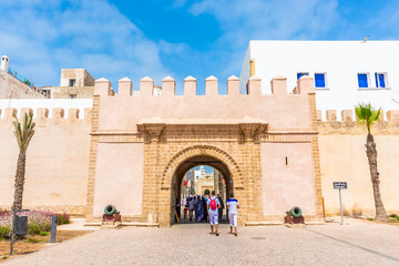 ESSAOUIRA, MOROCCO, SEPTEMBER 2 2018: Entrance of the medina