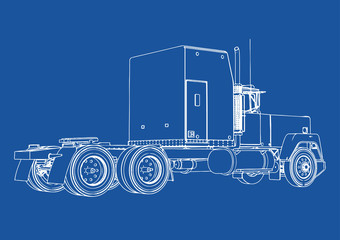 truck drawing on blue background vector