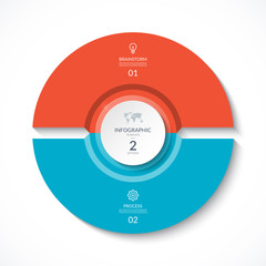 vector infographic circle. cycle diagram with 2 stages. round chart that can be used for report, bus