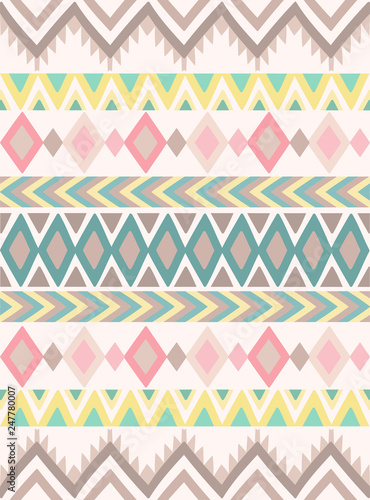 Motiv-Klemmrollo - Vector image of colorful ornaments in boho style. Hand-drawn illustration by national American motifs for baby, cards, flyers, posters, prints, holiday, child, background, decor, home, interior (von Anton)
