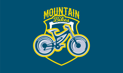 Wall Mural - The emblem of the mountain bike. Sport bike logo. Sport bicycle, downhill, mtb, bmx, race, extreme. Vector illustration