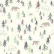 Seamless pattern with trees and bears