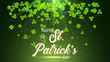 © detakstudio - Happy Saint Patrick's Day background, greeting card with green four and tree leaf clovers.