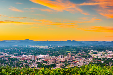 Roanoke, Virginia, USA downtown skyline at dusk