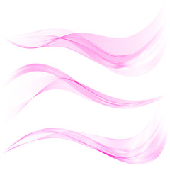 Canvas Print - Set abstract color wave. Smoke pink wave. Vector Abstract lines.