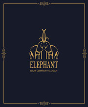 Abstract Elephant Icon Isolated On Dark Background