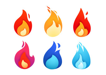 Poster - Vivid color abstract geometric flames collection