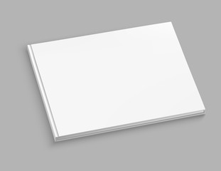 Aufkleber - White hardcover album vector mock up on grey table. Closed book top view vector illustration