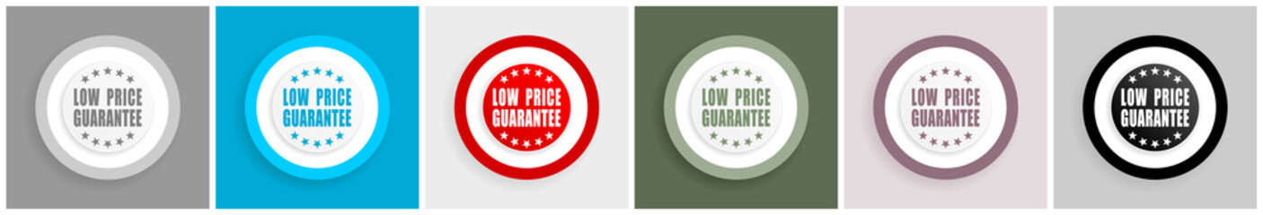 Poster - Low price guarantee icon set, vector illustrations in 6 options for web design and mobile applications