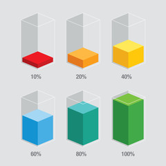 Wall Mural - rainbow colors infographic template elements for graph chart bars or diagram display,10%, 20%, 40%, 