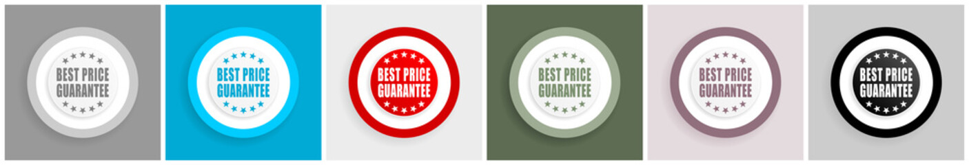 Best price guarantee icon set, vector illustrations in 6 options for web design and mobile applications