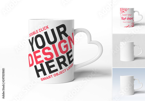 Isolated Mug With Heart Shaped Handle Mockup Stock Template Adobe Stock
